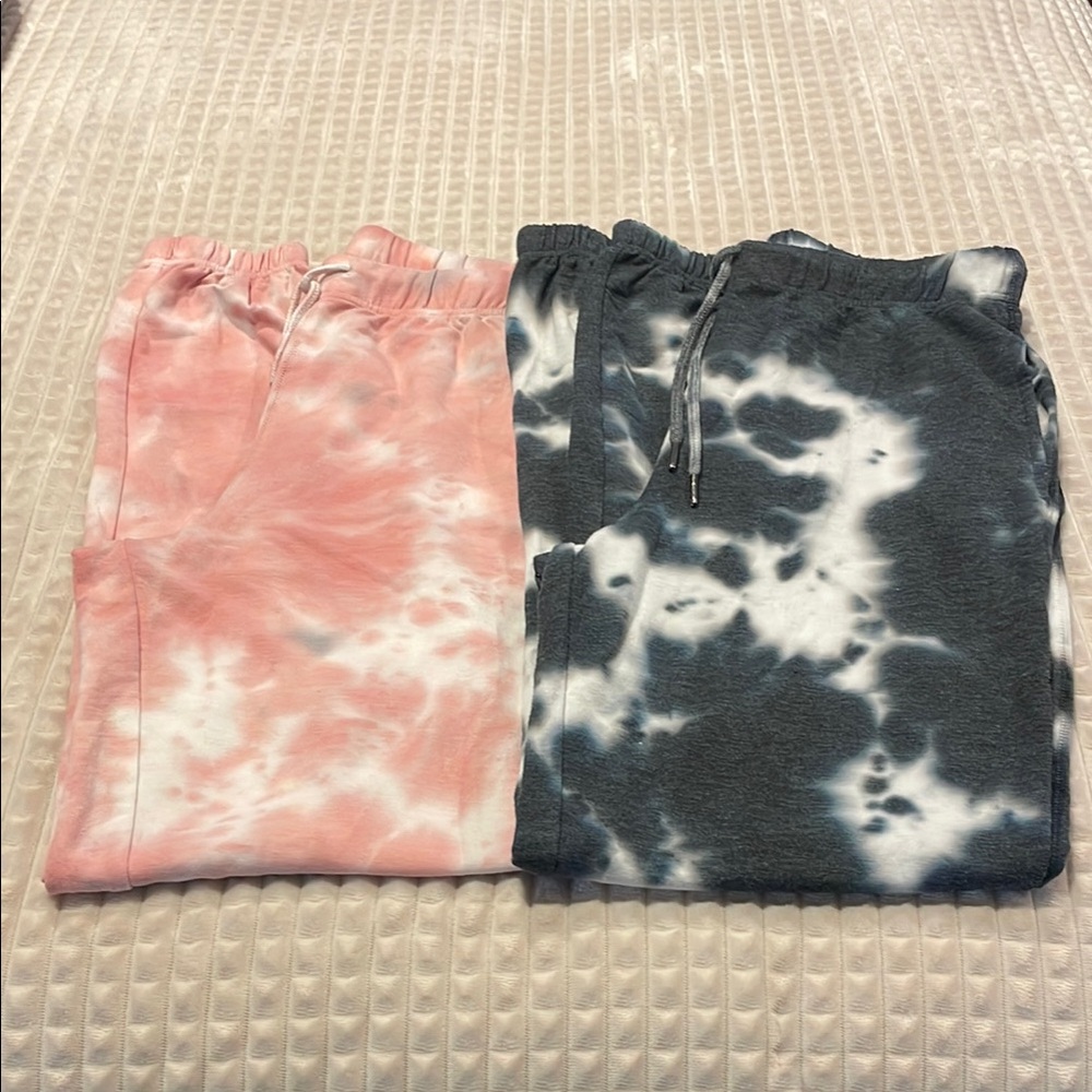 Tie-Dye Joggers Pants 2 pairs Pink and Black. Price is for both pairs